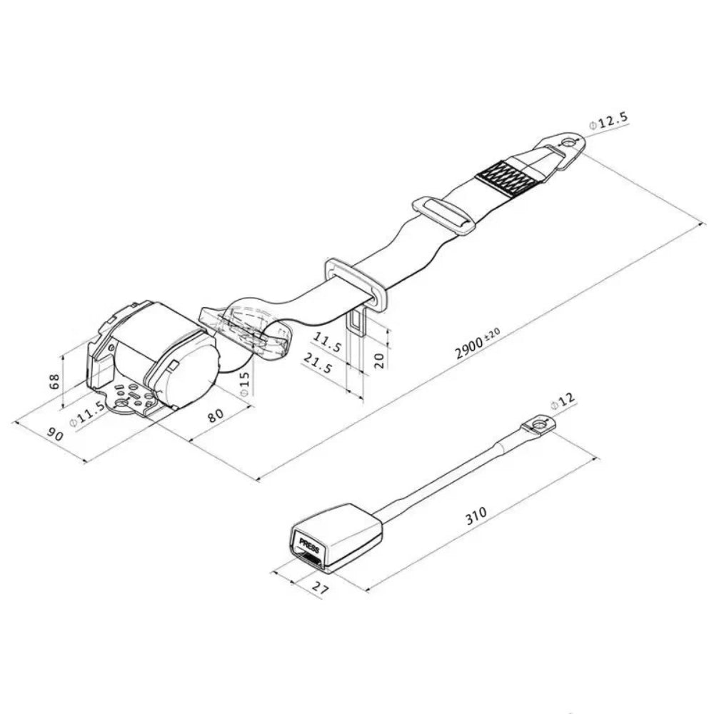 Cinturon Seguridad Universal Rebatible Automatica 2Pcs
