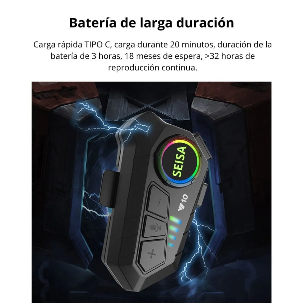 Audífonos Inalámbricos para Casco Bluetooth 5.3 IPX6 SEISA MT-Y10