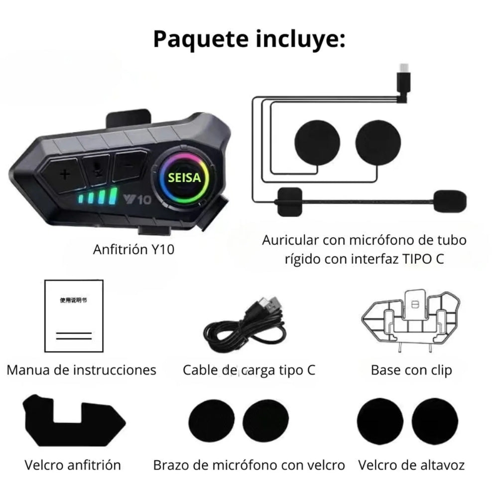 Audífonos Inalámbricos para Casco Bluetooth 5.3 IPX6 SEISA MT-Y10
