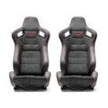 BUTACA DEPORTIVA RECARO CUERO + GAMUSA CCOSTURA ROJO RECLINABLE
