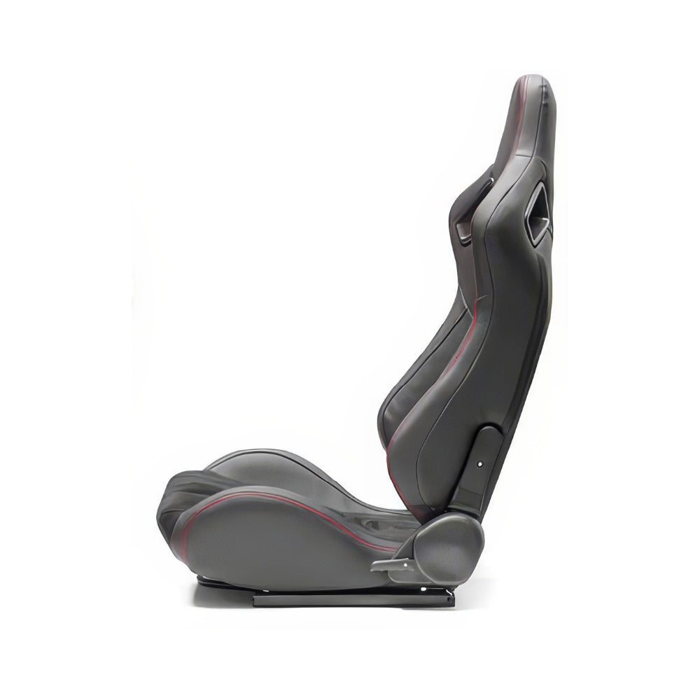BUTACA DEPORTIVA RECARO CUERO + GAMUSA CCOSTURA ROJO RECLINABLE