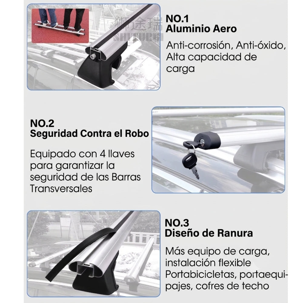 Barras Transversales Techo Universal 135 cm 2 pcs