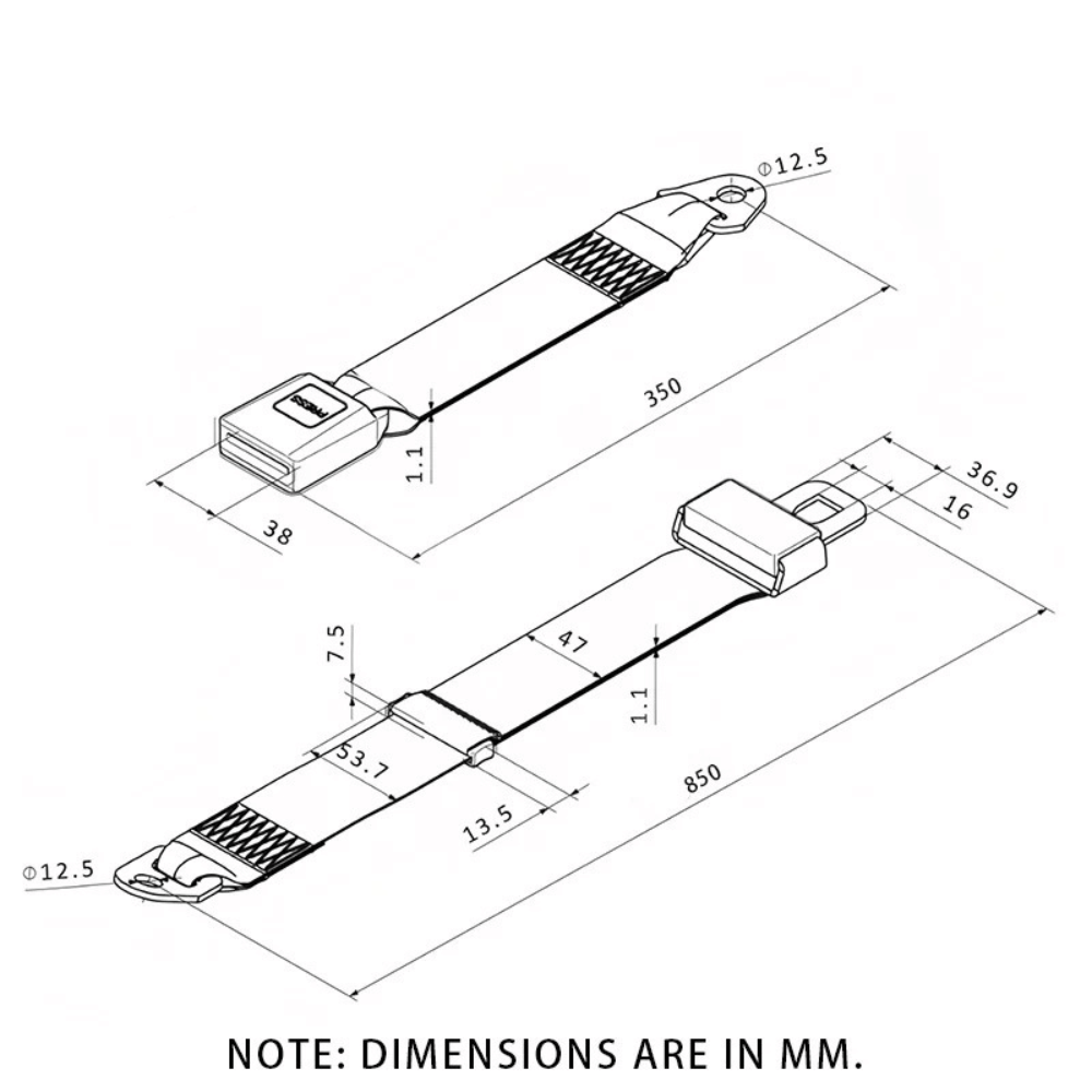 Cinturón de Seguridad de 2 Puntos Ajustable para Auto