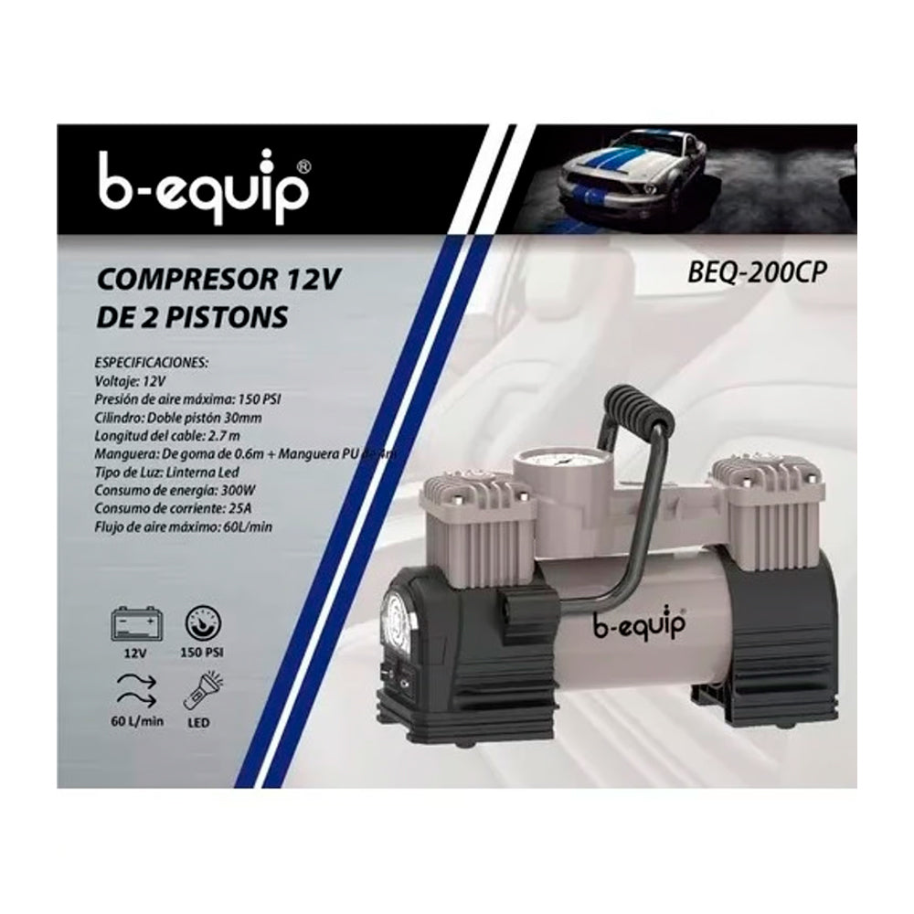 Compresor de Aire B-equip 12V De 2 Pistones