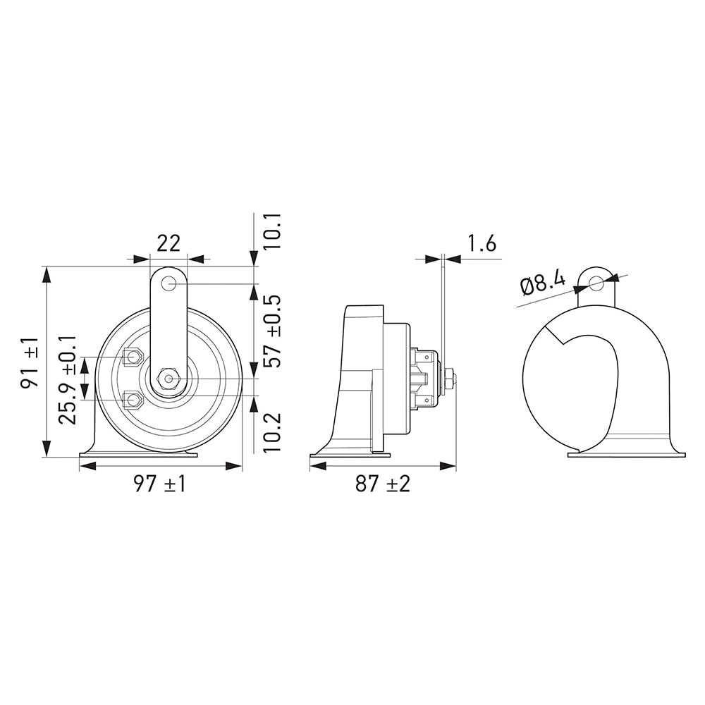 Claxon Hella Caracol 24v 110dB Te30 510Hz  Super Tono