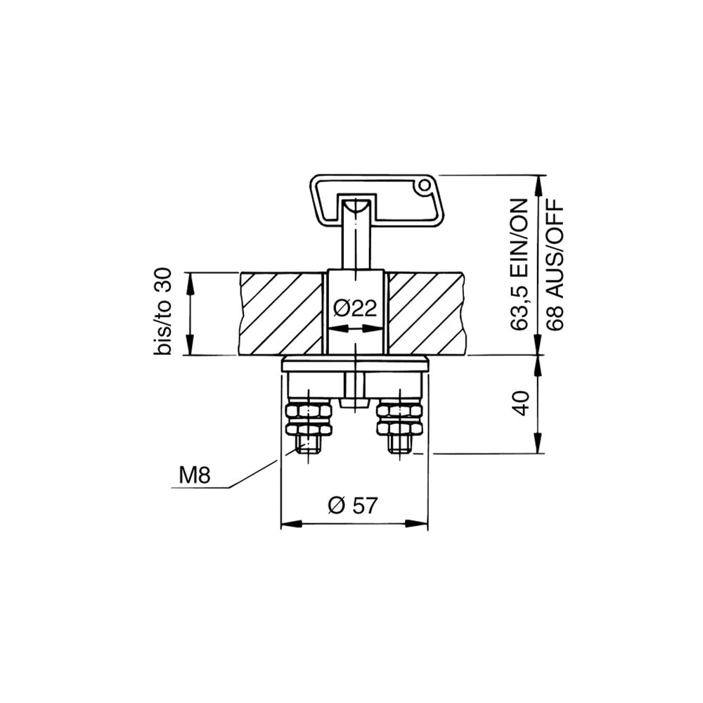 Corta Corriente Monark 12v 24v M8 Aleman