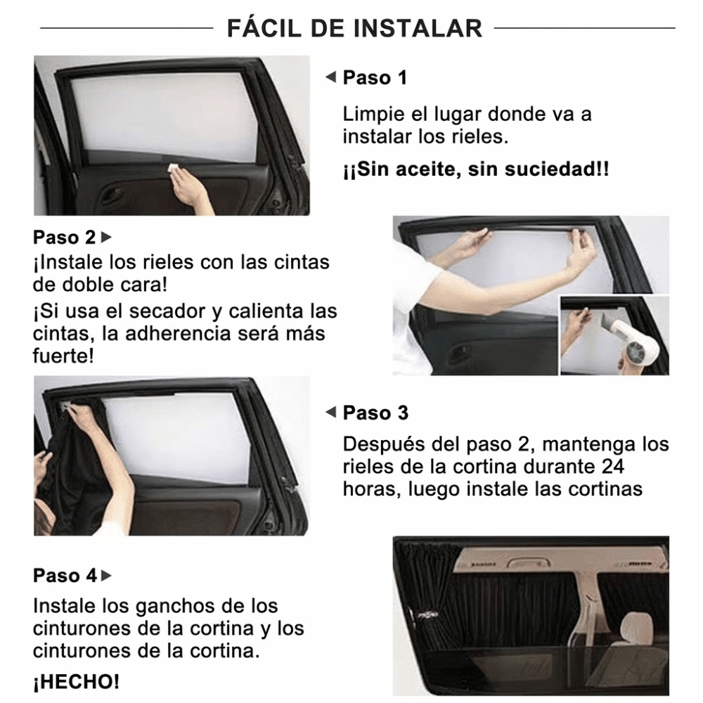 Cortinas Laterales para Auto SUV con Protección UV - 2 uds