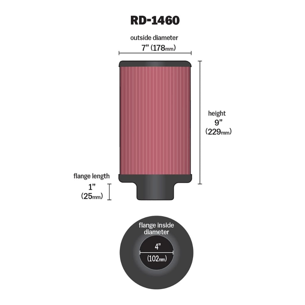 Filtro K&N Universal 4 Pulgadas C03749 RD-1460
