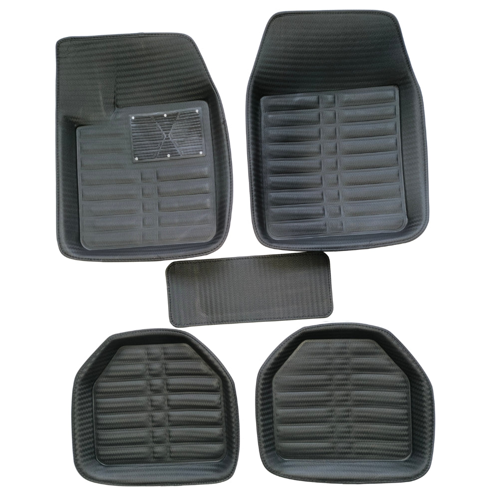 Piso Bandeja Eco Cuero 5 Pcs Auto Pvc Fibra Carbono