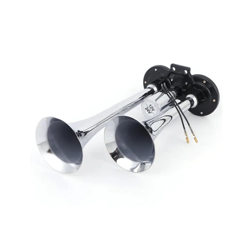 Bocina de Aire Cromada Doble Tubo 12V/24V 150 dB