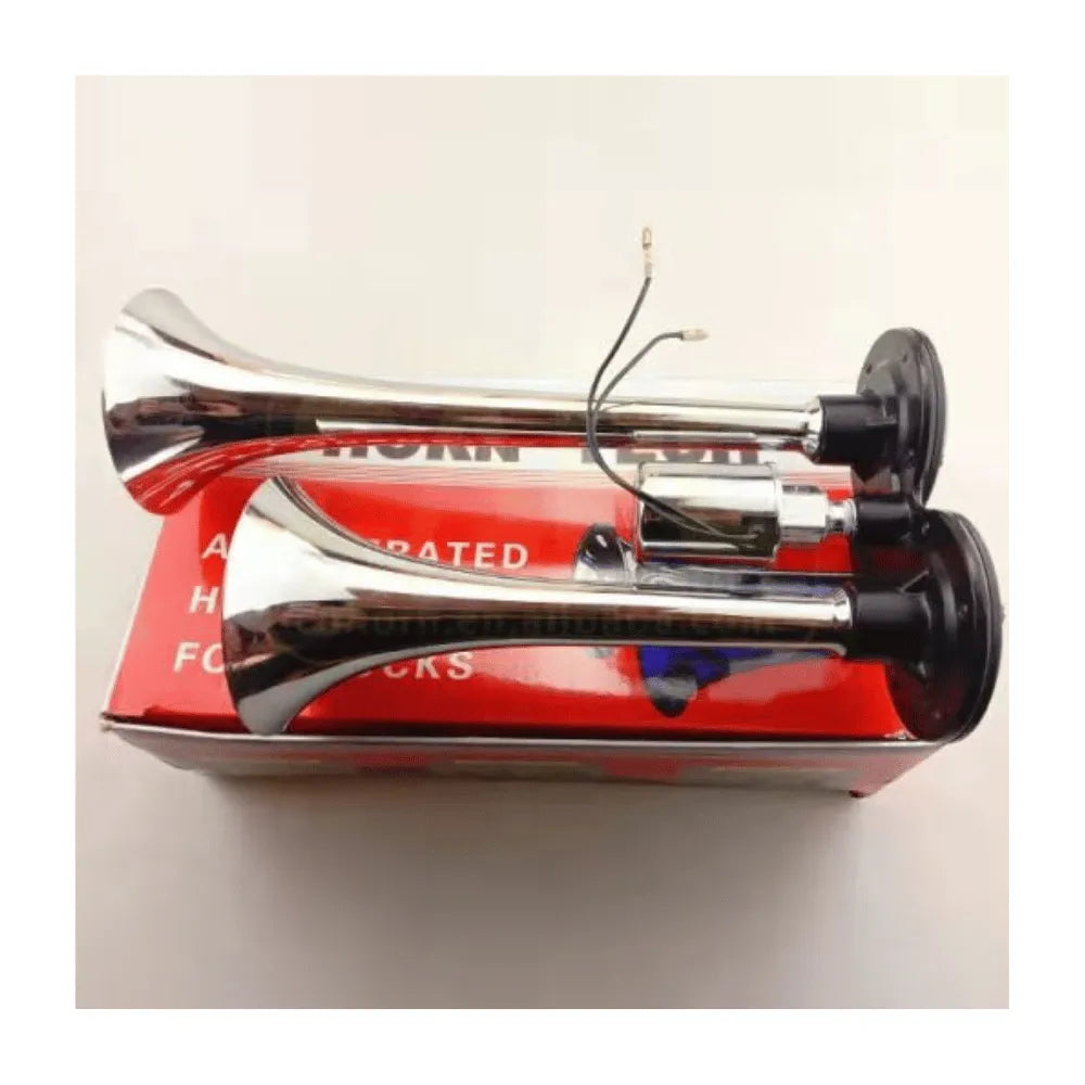 Bocina de Aire Cromada Doble Tubo 12V/24V 150 dB