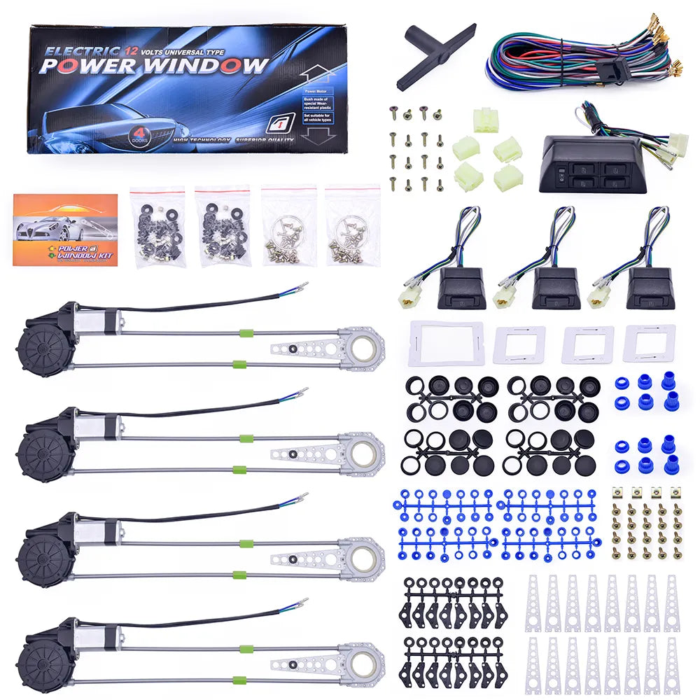 KIT ELEVALUNAS POWER WINDOW 4 PUERTAS SISTEMA COMPLETO
