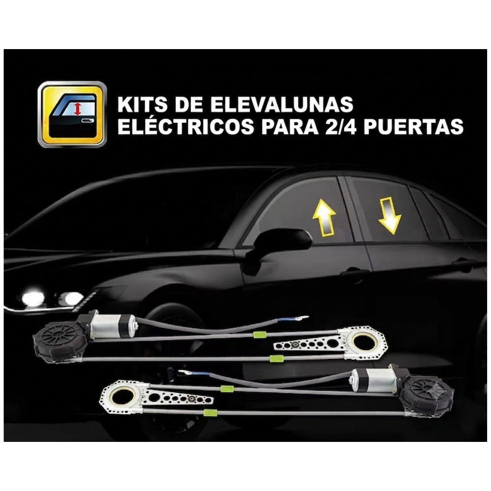 KIT LEVANTA LUNAS KAVTO 4 PUERTAS SISTEMA COMPLETO