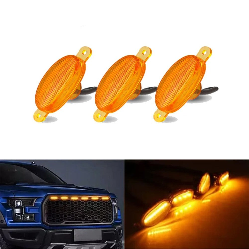 LED AMBAR REJILLA 12V LUZ DIURNA 3 PCS CONTROL REMOTO
