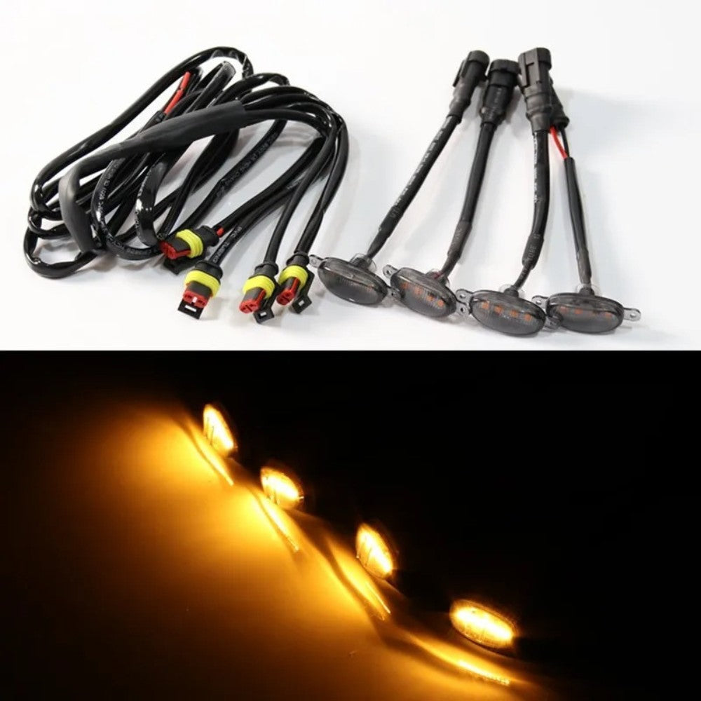 LED AMBAR SMOKE REJILLA 12V LUZ DIURNA 4 PCS CONTROL REMOTO