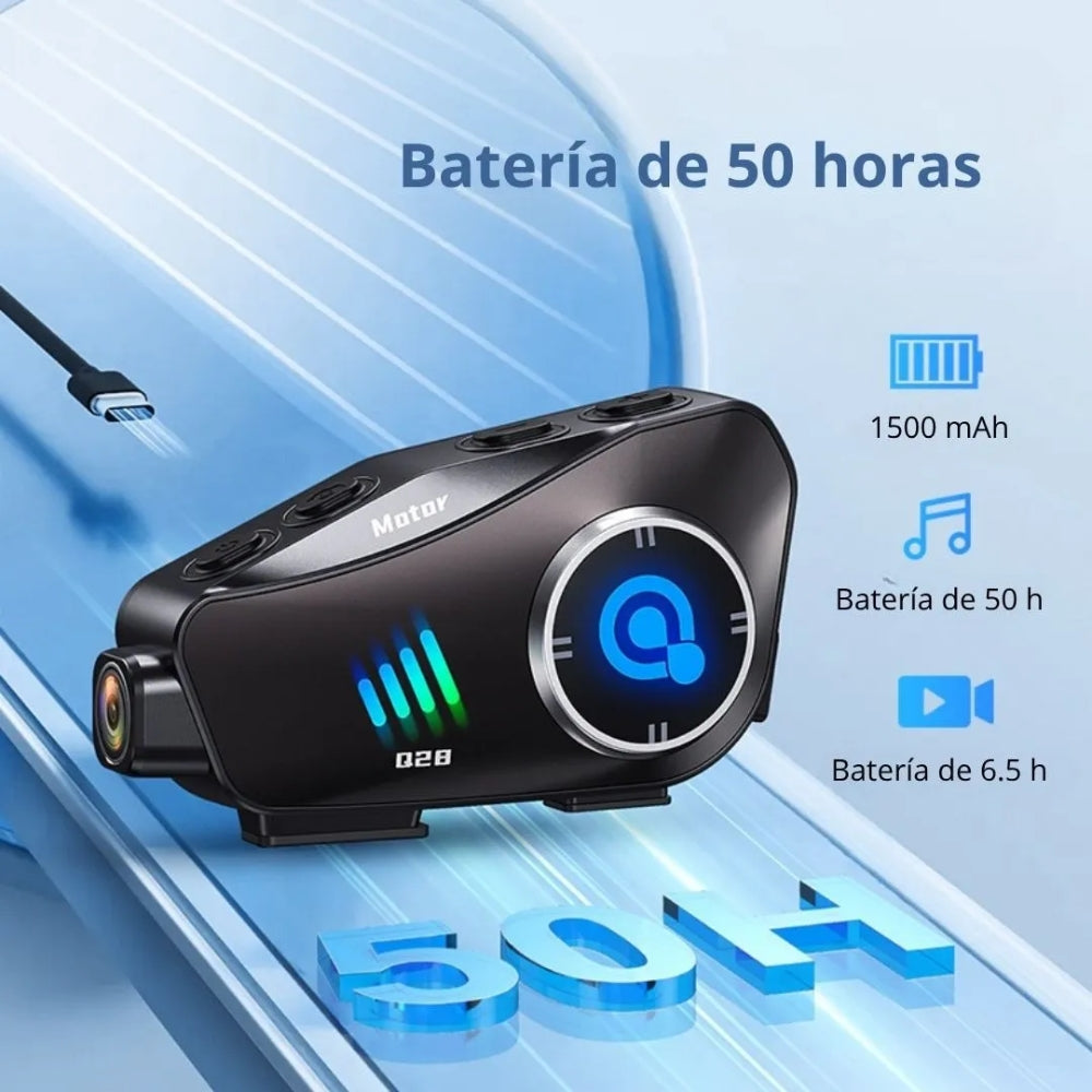Audífonos Bluetooth para Casco con Cámara HD 1080P IPX6 32GB WiFi Moto