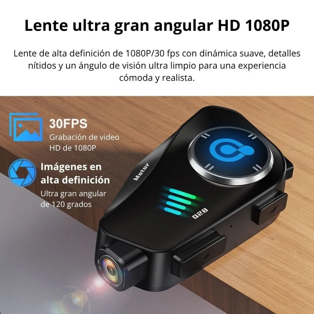 Audífonos Bluetooth para Casco con Cámara HD 1080P IPX6 32GB WiFi Moto