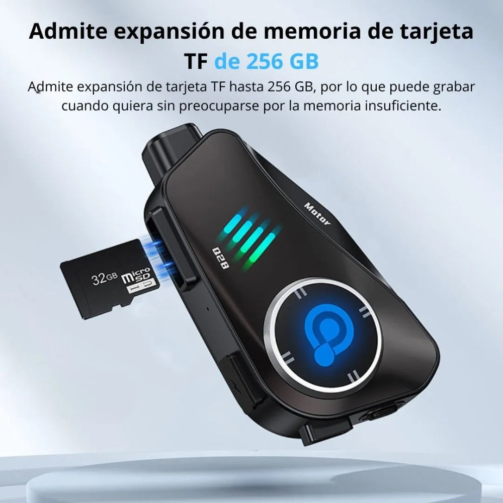 Audífonos Bluetooth para Casco con Cámara HD 1080P IPX6 32GB WiFi Moto