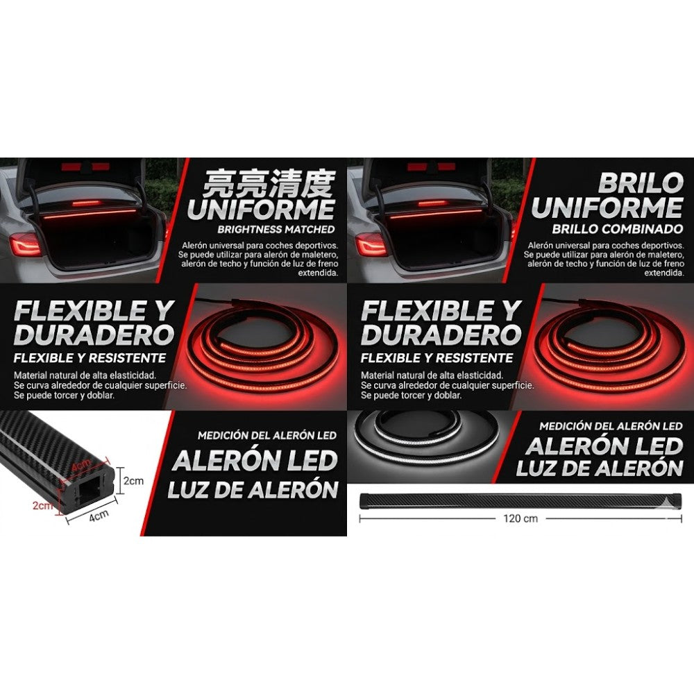 SPOILER FIBRA LED UNIVERSAL 120CM 12V DIRECCIONALES