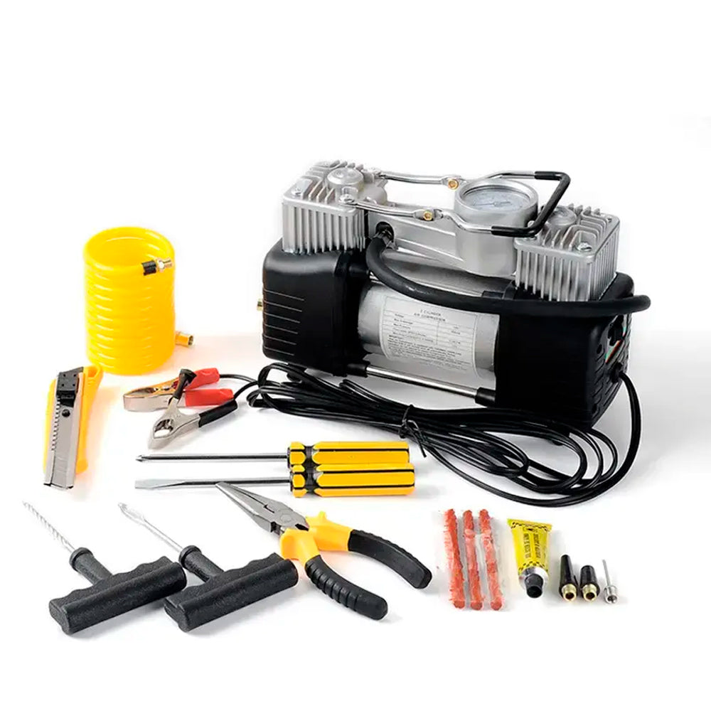 Compresor Generico Aire Doble Piston Auto Camioneta Inflador Llanta Maletin