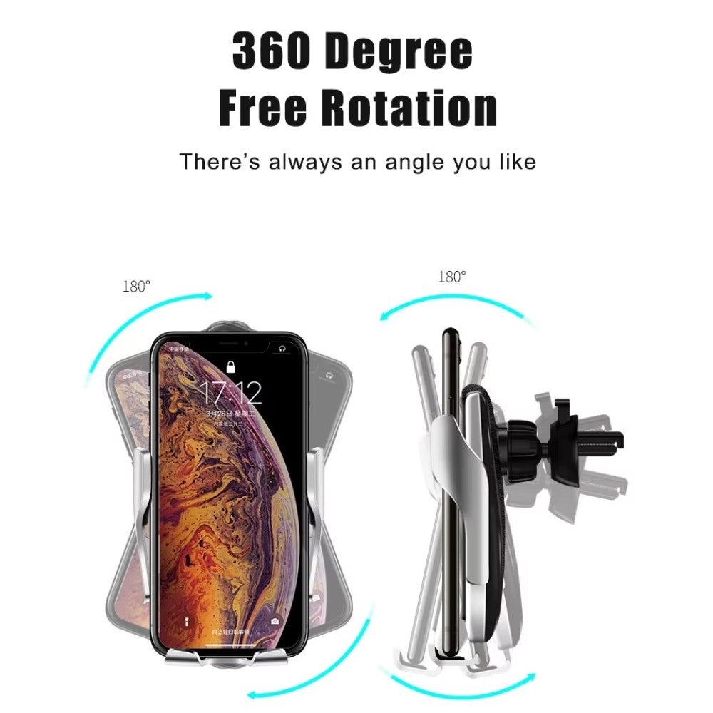 Soporte Celular Carga Inalambrica con Ajuste Automatico Rejilla Parabrisa