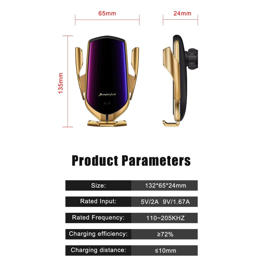 Soporte Celular Carga Inalambrica con Ajuste Automatico Rejilla Parabrisa