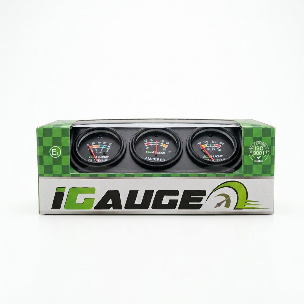 Trio Reloj Igauge Marcador Amperímetro Aceite Y Temperatura