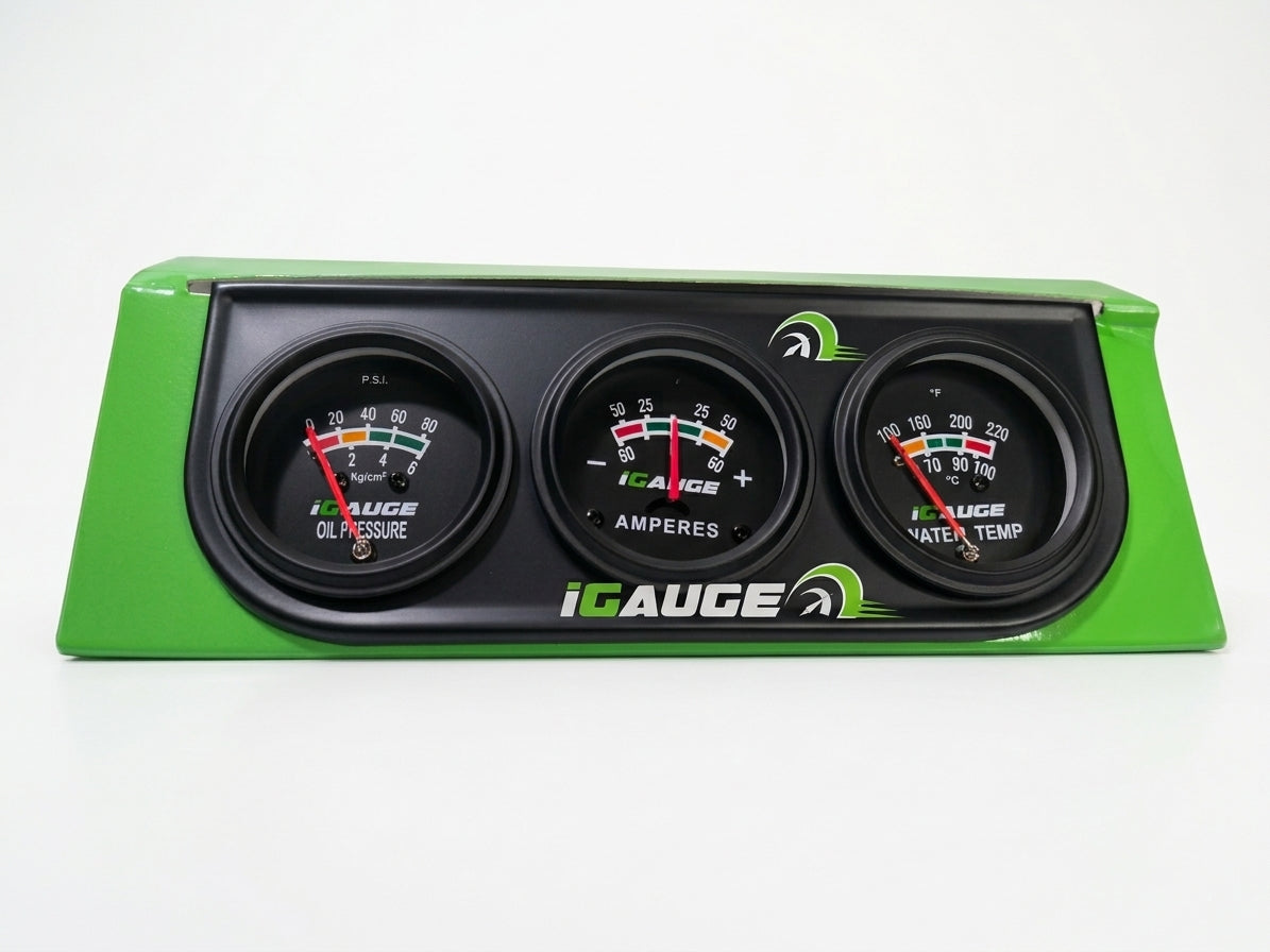 Trio Reloj Igauge Marcador Amperímetro Aceite Y Temperatura