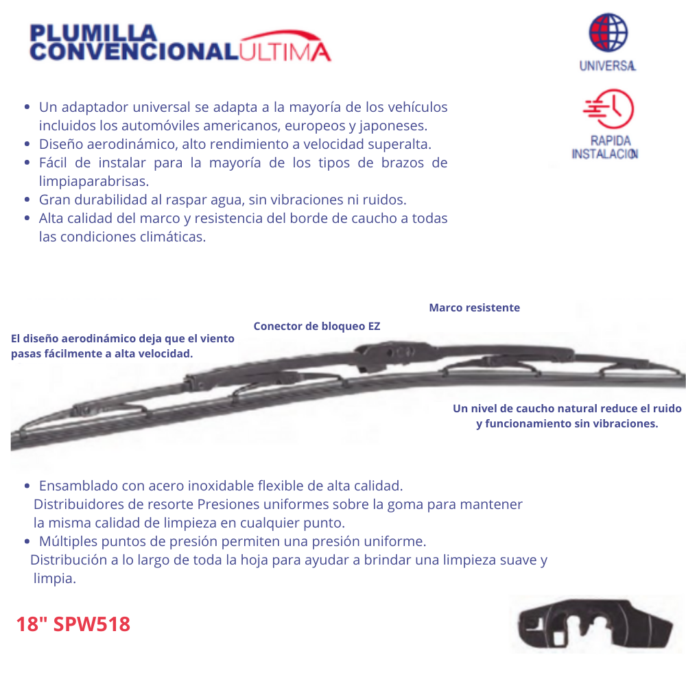 Plumillas SPARCO Limpia Parabrisas 18" Spw518