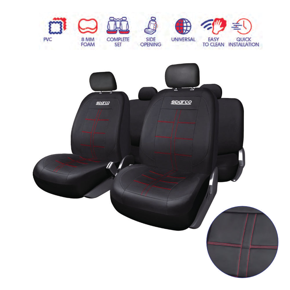 Funda Asiento Sparco Completo Costura Eco Cuero