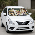 Tapasol de chihuahuas en un Nissan Versa, formato 1:1