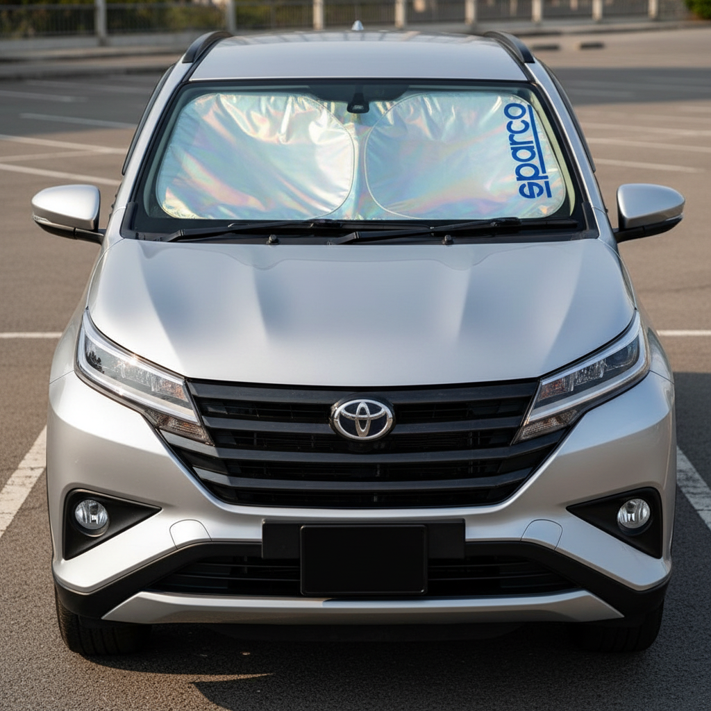 Tapasol Sparco Tornasolado con logo en Toyota Rush
