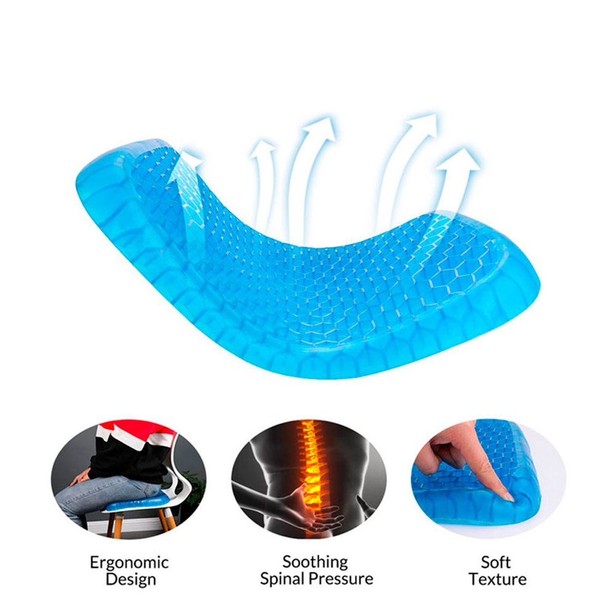 Cojin Ortopedico Gel Para Auto Asiento Oficina De 1000gr