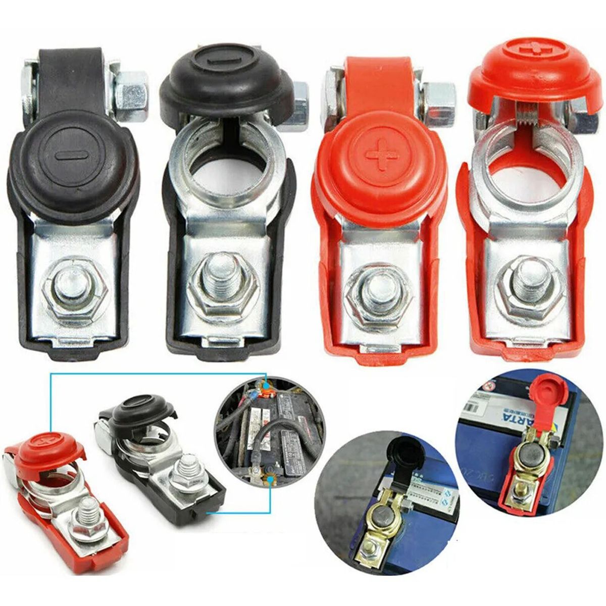 Borne de Batería con Clips de Cobre Positivo y Negativo – Universal 6V/12V