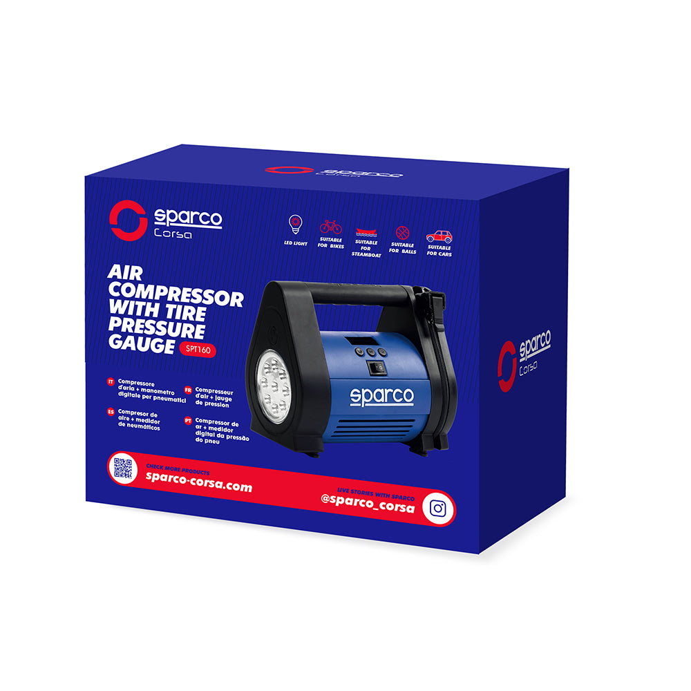 Compresor Aire Sparco + Manómetro de Presión de Neumáticos